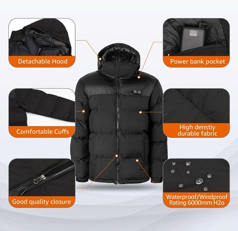 Heated Jacket,Heated Jackets for Men,Mens Heated Jacket with Battery Pack Winter Outdoor Soft Electric Heating Coat in Saudi Arabia