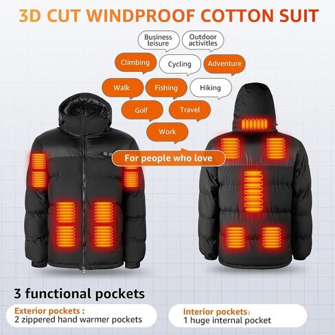 Heated Jacket,Heated Jackets for Men,Mens Heated Jacket with Battery Pack Winter Outdoor Soft Electric Heating Coat in Saudi Arabia