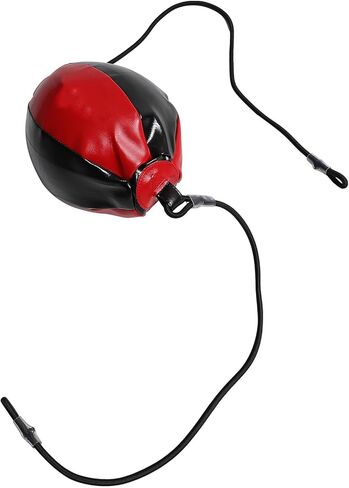 Double-end Speed Ball with Elastic Rope for Agility and Accuracy Training PU Leather Easy to Install Black and Red Punching Workout Equipment in Saudi Arabia