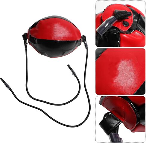 Double-end Speed Ball with Elastic Rope for Agility and Accuracy Training PU Leather Easy to Install Black and Red Punching Workout Equipment in Saudi Arabia