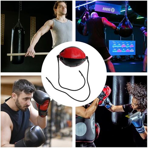 Double-end Speed Ball with Elastic Rope for Agility and Accuracy Training PU Leather Easy to Install Black and Red Punching Workout Equipment in Saudi Arabia