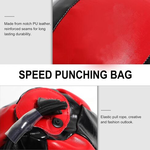 Double-end Speed Ball with Elastic Rope for Agility and Accuracy Training PU Leather Easy to Install Black and Red Punching Workout Equipment in Saudi Arabia
