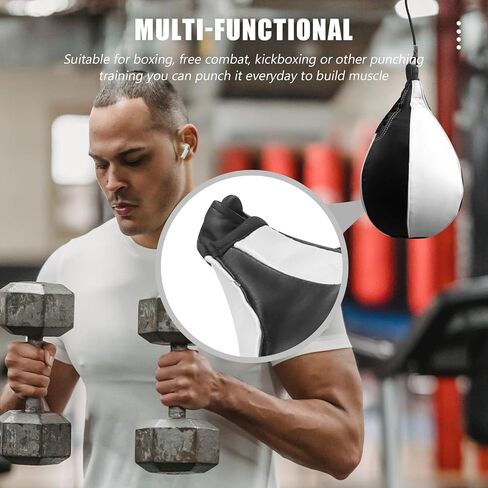 Zerodeko PU Leather Hanging Boxing Ball Double End Punching Bag Floor to Ceiling Workout Trainer for MMA Kickboxing Reflex and Hand-Eye Coordination Training in Saudi Arabia