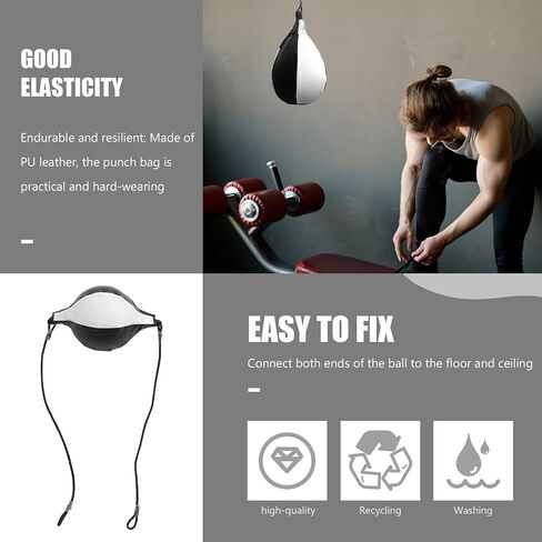 Zerodeko PU Leather Hanging Boxing Ball Double End Punching Bag Floor to Ceiling Workout Trainer for MMA Kickboxing Reflex and Hand-Eye Coordination Training in Saudi Arabia