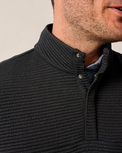 johnnie-O Benjy Heathered Henley Pullover Heather Black/L in Saudi Arabia