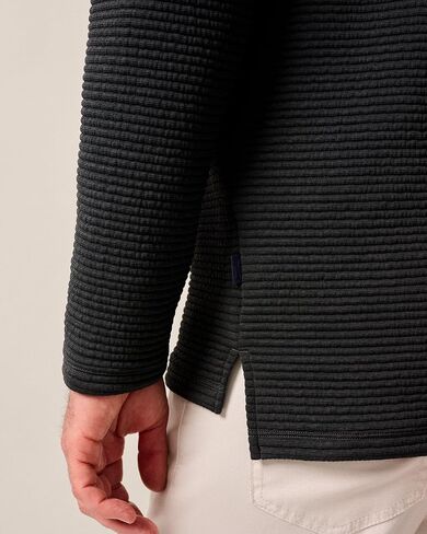 johnnie-O Benjy Heathered Henley Pullover Heather Black/L in Saudi Arabia