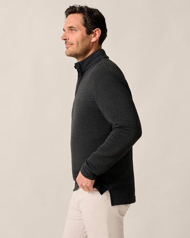 johnnie-O Benjy Heathered Henley Pullover Heather Black/L in Saudi Arabia