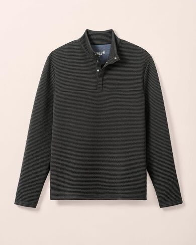 johnnie-O Benjy Heathered Henley Pullover Heather Black/L in Saudi Arabia
