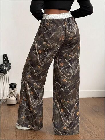 SweatyRocks Girl's Baggy Sweatpants Elastic Waist Casual Printed Wide Leg Athletic Pants in Saudi Arabia