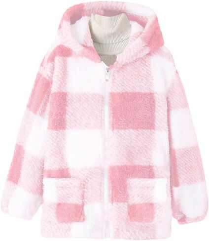 الأولاد زمم السترات الصوف مقنعين السترات الحرارية سستة شيربا الشتاء بلوزات منقوشة ملابس خارجية معاطف مع جيوب in Kuwait