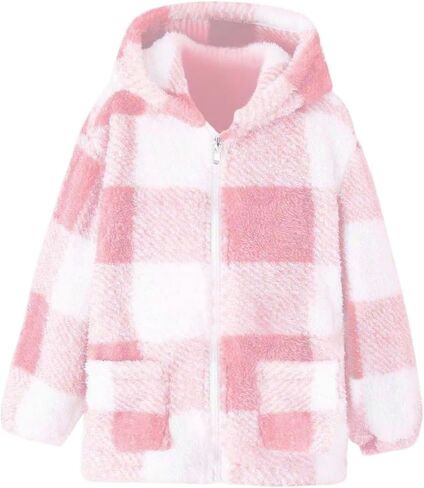 الأولاد زمم السترات الصوف مقنعين السترات الحرارية سستة شيربا الشتاء بلوزات منقوشة ملابس خارجية معاطف مع جيوب in Kuwait