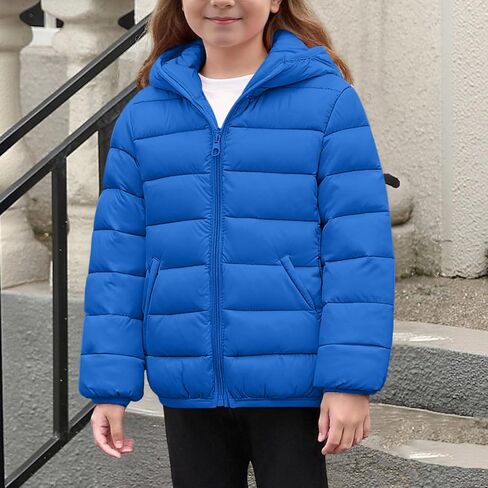 Girls Puffer Jacket with Hood Warm Lightweight Water Resistant Winter Coat Trendy Quilted Jackets Outwear 4-12 Years in Saudi Arabia