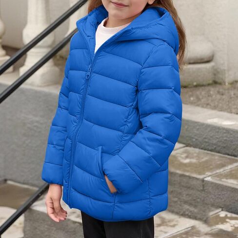 Girls Puffer Jacket with Hood Warm Lightweight Water Resistant Winter Coat Trendy Quilted Jackets Outwear 4-12 Years in Saudi Arabia