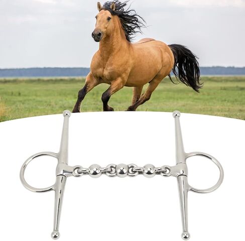 Diydeg Snaffle Bits for Horses, Professional Stainless Steel Mouth Horse Bit Full Cheek Snaffle Bit Prevent Horses from Biting, Horse Bits with Ball Chain for Training Equestrian in Saudi Arabia
