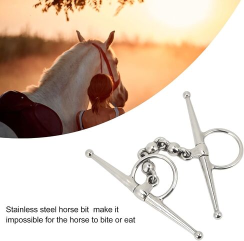 Diydeg Snaffle Bits for Horses, Professional Stainless Steel Mouth Horse Bit Full Cheek Snaffle Bit Prevent Horses from Biting, Horse Bits with Ball Chain for Training Equestrian in Saudi Arabia