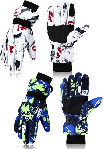 Jansun 2 Pairs Ski Gloves, Waterproof Snow Touchscreen Snowboard Warmest Breathable Snowboarding Gloves for Cold Weather Fits Men Women in Saudi Arabia
