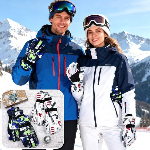 Jansun 2 Pairs Ski Gloves, Waterproof Snow Touchscreen Snowboard Warmest Breathable Snowboarding Gloves for Cold Weather Fits Men Women in Saudi Arabia