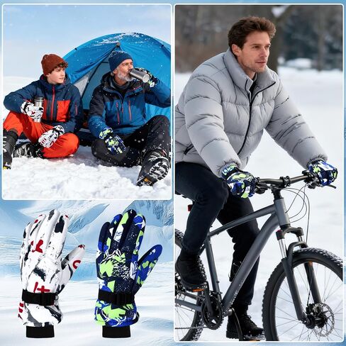 Jansun 2 Pairs Ski Gloves, Waterproof Snow Touchscreen Snowboard Warmest Breathable Snowboarding Gloves for Cold Weather Fits Men Women in Saudi Arabia