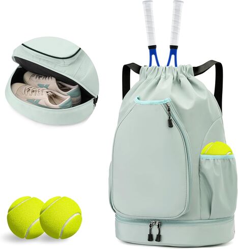 GQIIRL Tennis Bag for Women Men - Water Resistant Tennis Backpack to Hold 2 Rackets with Shoe Compartment, Lightweight Pickleball Paddles Badminton Squash Racquet Bags for Youth Girls Teenager in Saudi Arabia
