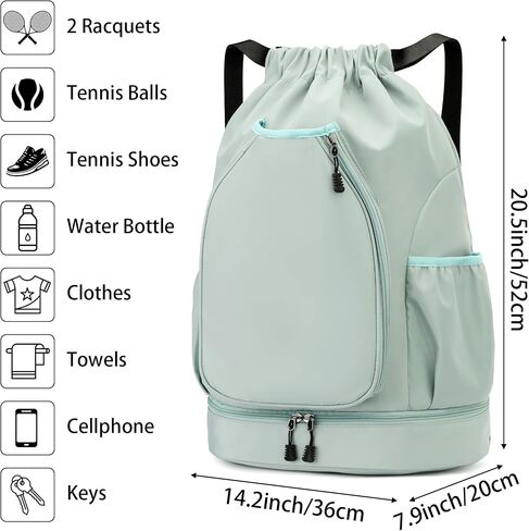 GQIIRL Tennis Bag for Women Men - Water Resistant Tennis Backpack to Hold 2 Rackets with Shoe Compartment, Lightweight Pickleball Paddles Badminton Squash Racquet Bags for Youth Girls Teenager in Saudi Arabia