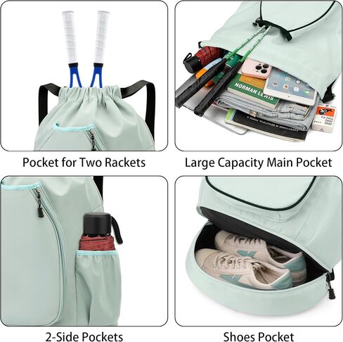 GQIIRL Tennis Bag for Women Men - Water Resistant Tennis Backpack to Hold 2 Rackets with Shoe Compartment, Lightweight Pickleball Paddles Badminton Squash Racquet Bags for Youth Girls Teenager in Saudi Arabia