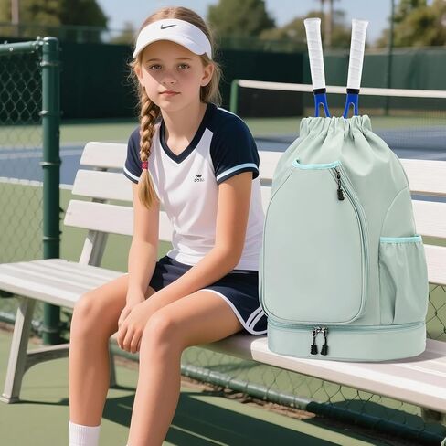 GQIIRL Tennis Bag for Women Men - Water Resistant Tennis Backpack to Hold 2 Rackets with Shoe Compartment, Lightweight Pickleball Paddles Badminton Squash Racquet Bags for Youth Girls Teenager in Saudi Arabia