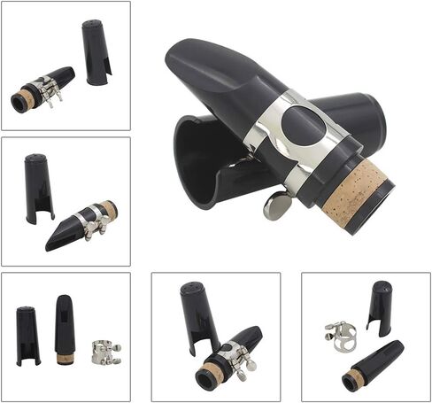KOCOME Portable Bb Clarinet Mouthpiece, Clarinet Mouthpiece Kit,Cover Clamp, One Reed and Plastic Cover, Black in Saudi Arabia