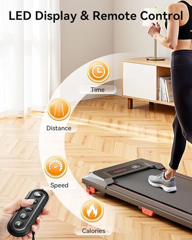 Walking Pad, Incline Walking Pad Treadmill, Under Desk Treadmills 265 Lbs Capacity, 2.5HP Low Noise Portable Running Machine for Home and Office, with LED Display, Remote Control in Kuwait