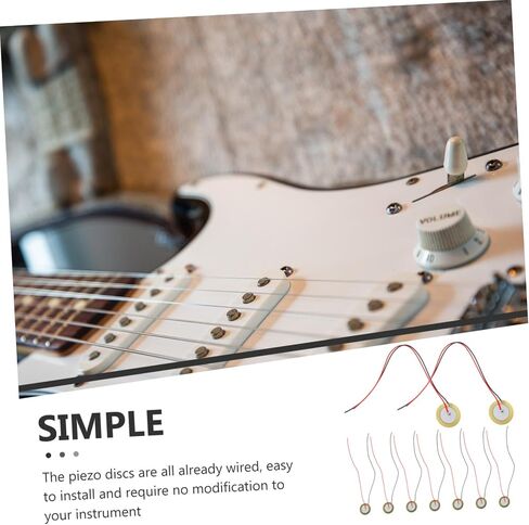 HANABASS 15Pcs Acoustic Pickup Transducer Piezo Discs for Guitar Drums and Instruments Easy Installation Durable Enhanced Sound Quality Patch Cable Included in Saudi Arabia