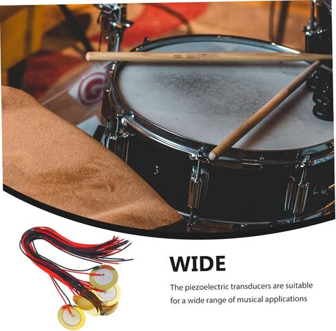 HANABASS 15Pcs Acoustic Pickup Transducer Piezo Discs for Guitar Drums and Instruments Easy Installation Durable Enhanced Sound Quality Patch Cable Included in Saudi Arabia