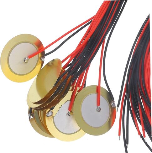 HANABASS 15Pcs Acoustic Pickup Transducer Piezo Discs for Guitar Drums and Instruments Easy Installation Durable Enhanced Sound Quality Patch Cable Included in Saudi Arabia