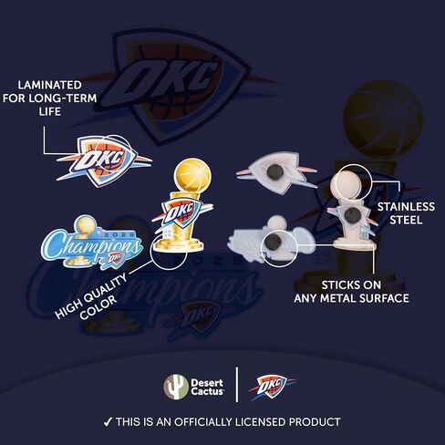 Desert Cactus Oklahoma City Thunder Acrylic Magnet 3 Pack NBA National Basketball Association Officially Licensed (Magnet Set 2025 Championship) in Saudi Arabia