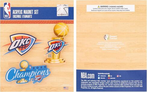 Desert Cactus Oklahoma City Thunder Acrylic Magnet 3 Pack NBA National Basketball Association Officially Licensed (Magnet Set 2025 Championship) in Saudi Arabia