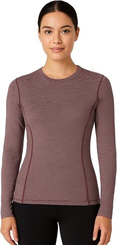 Merino Protect 100% Merino Wool Base Layer Women Temperature-Regulating Long Sleeve Thermal Striped Shirt for Hiking Travel in Saudi Arabia