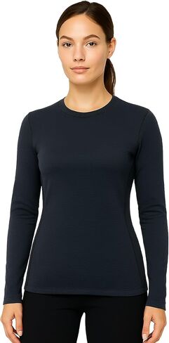 Merino Protect 100% Merino Wool Base Layer Women Temperature-Regulating Long Sleeve Thermal Striped Shirt for Hiking Travel in Saudi Arabia