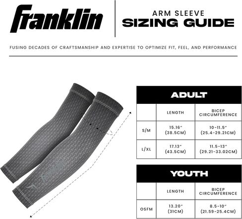Franklin Sports Baseball Arm Sleeves - Baseball + Softball Arm Compression Sleeves for Boys + Girls - Multiple Colors in Saudi Arabia