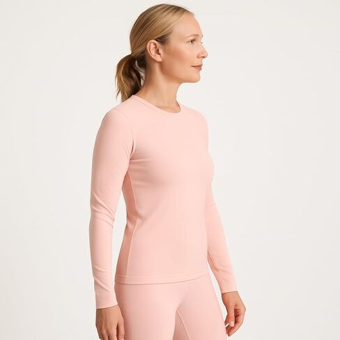 قميص Lands' End النسائي Thermaskin Baselayer بأكمام طويلة وفتحة رقبة مستديرة - قميص حراري خفيف الوزن ومولد للحرارة in Kuwait