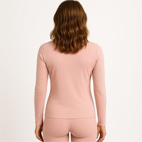 قميص Lands' End النسائي Thermaskin Baselayer بأكمام طويلة وفتحة رقبة مستديرة - قميص حراري خفيف الوزن ومولد للحرارة in Kuwait