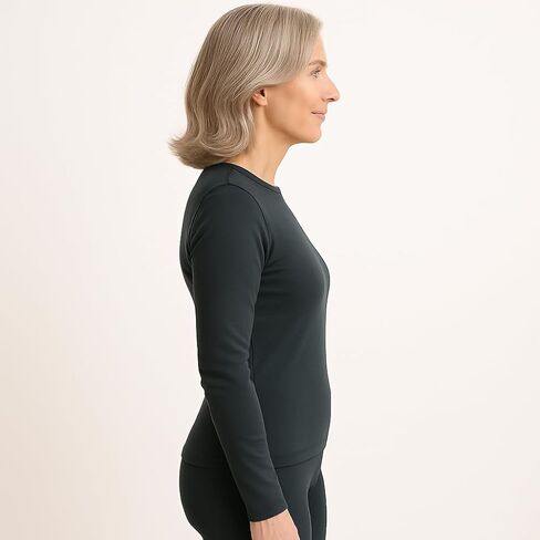 Lands' End Women’s Thermaskin Baselayer Long Sleeve Crewneck Top – Lightweight Heat-Generating Thermal Shirt in Saudi Arabia