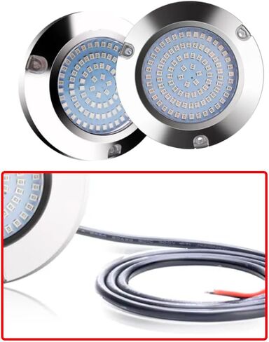riloer 2pcs 90-leds جولة أضواء القارب تحت الماء الضوء الأحمر، أضواء جولة التخليص ل10V-30V اليخوت القوارب الشراعية عائمة، قارب مقاوم للماء LED أضواء البحرية in Kuwait