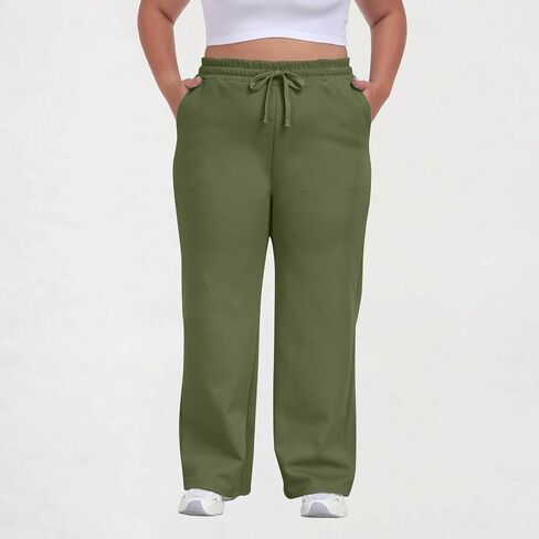 Plus Size Joggers for Women Casual Straight Leg Pants Lightweight Yoga Lounge Pants for Workout Gym with Pockets in Saudi Arabia