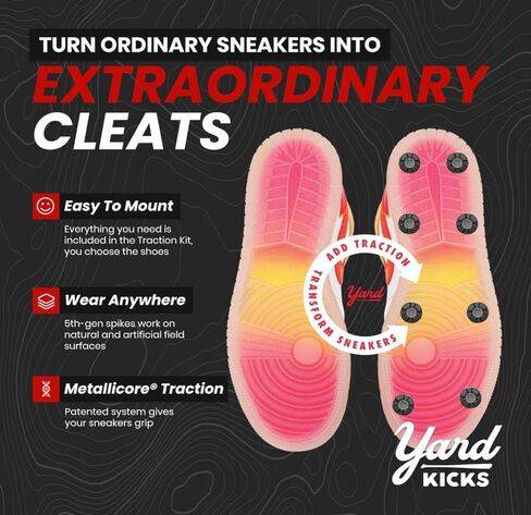 Yardkicks Baseball Cleats Kit: DIY Metal Softball Studs for Your Shoes - Transform Sneakers into Custom Cleats - Unisex Spikes - 20 Studs - Ideal Gift for Ball Players & Kids to Boost Field Traction in Saudi Arabia