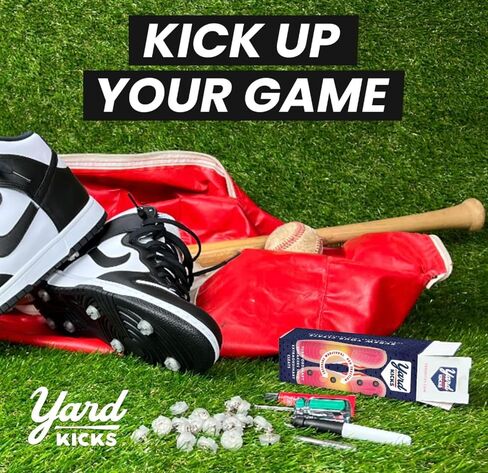 Yardkicks Baseball Cleats Kit: DIY Metal Softball Studs for Your Shoes - Transform Sneakers into Custom Cleats - Unisex Spikes - 20 Studs - Ideal Gift for Ball Players & Kids to Boost Field Traction in Saudi Arabia