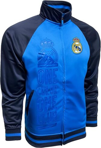 Men's Real Madrid Full Zip Track Jacket With Real M. Big Logo on Front in Saudi Arabia