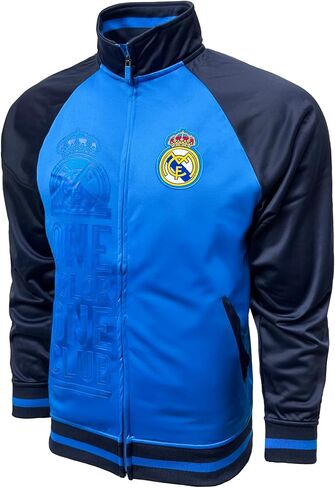 Men's Real Madrid Full Zip Track Jacket With Real M. Big Logo on Front in Saudi Arabia