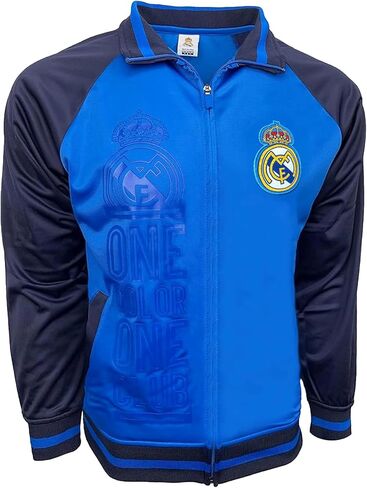 Men's Real Madrid Full Zip Track Jacket With Real M. Big Logo on Front in Saudi Arabia
