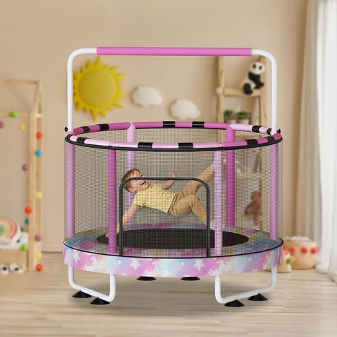 Lamerge Kids Trampoline, Toddler Bouncing Trampoline with Safety Enclosure Net, ASTM-Approved, 500lbs Capacity, Ages 1-8, Adjustable Handrail, 7-in-1, 60" in Saudi Arabia
