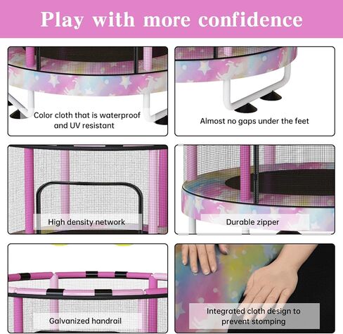 Lamerge Kids Trampoline, Toddler Bouncing Trampoline with Safety Enclosure Net, ASTM-Approved, 500lbs Capacity, Ages 1-8, Adjustable Handrail, 7-in-1, 60" in Saudi Arabia