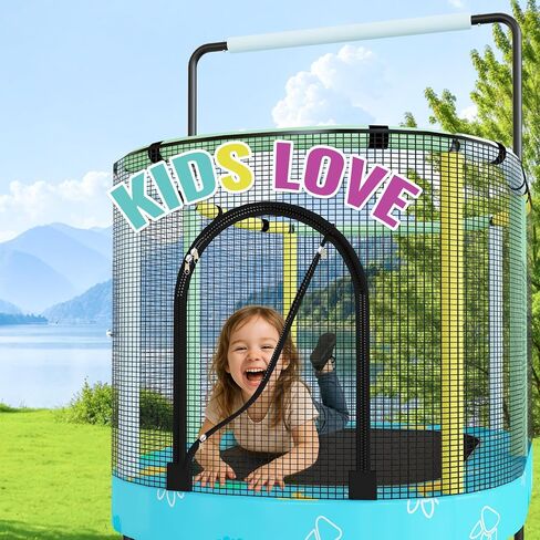 Lamerge Kids Trampoline, Toddler Bouncing Trampoline with Safety Enclosure Net, ASTM-Approved, 500lbs Capacity, Ages 1-8, Adjustable Handrail, 7-in-1, 60" in Saudi Arabia