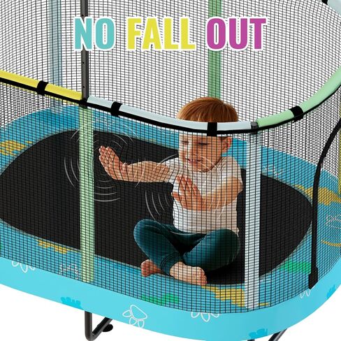 Lamerge Kids Trampoline, Toddler Bouncing Trampoline with Safety Enclosure Net, ASTM-Approved, 500lbs Capacity, Ages 1-8, Adjustable Handrail, 7-in-1, 60" in Saudi Arabia